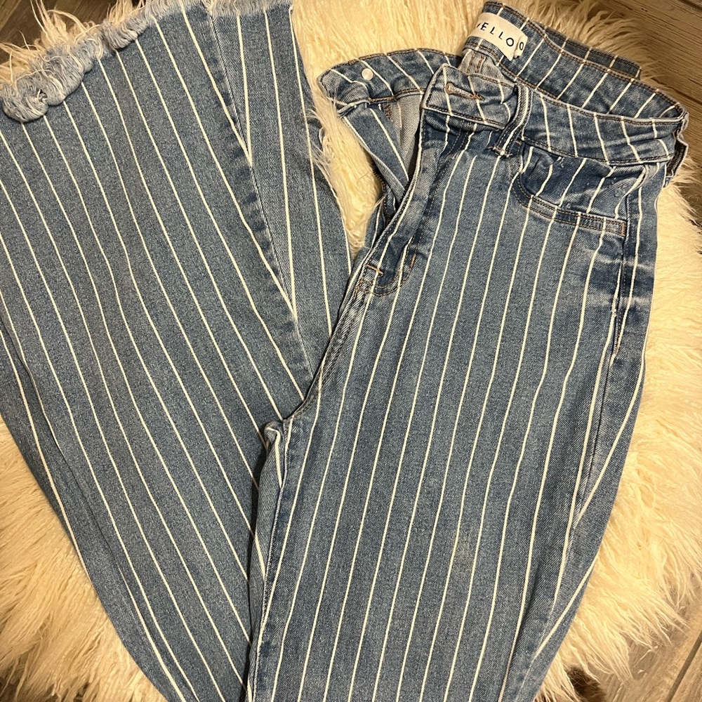 Cello high rise stripe flare jeans
